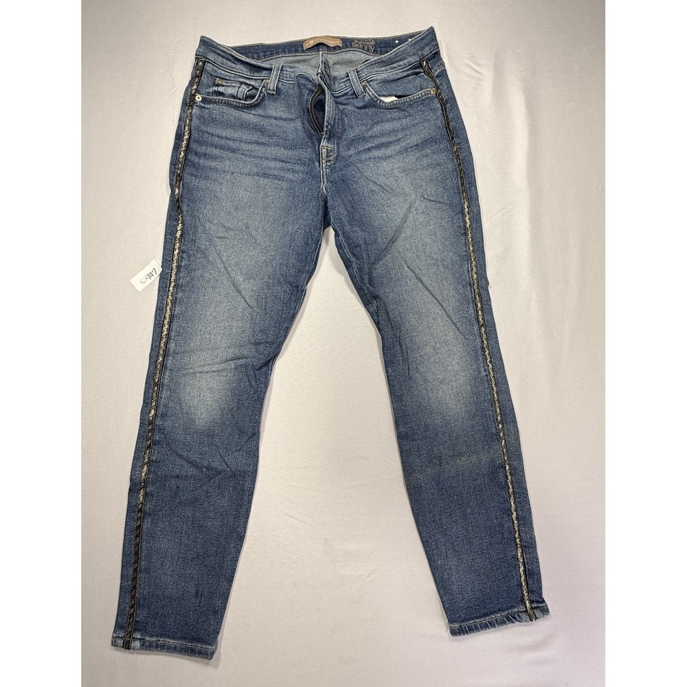 Vintage 7 For All Mankind Womens Skinny Jeans Blue Medium Wash 5-Pocket Size 31